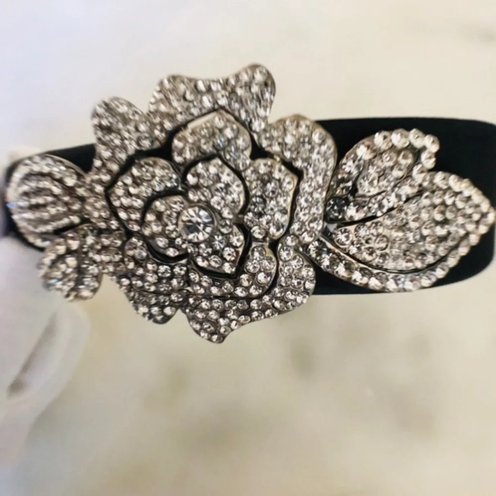 - Black Satin Rhinestone Headband